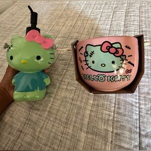 Hello Kitty Frankenstein Soap Dispenser & Ramen bowl! 🎃💚